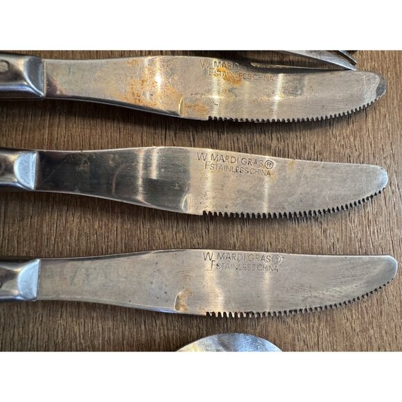 WF Washington Forge Mardi Gras Navy Blue Handle Flatware Taiwan Set of 11 - Picture 8 of 15